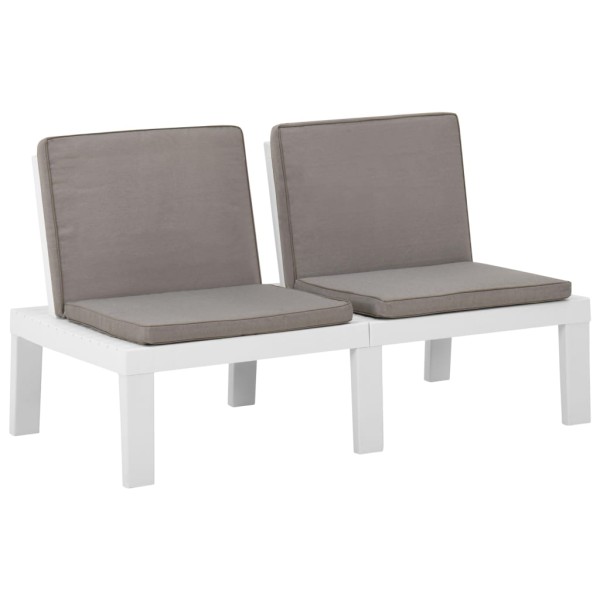 Set de muebles de jardín 4 piezas con cojines plástico blanco