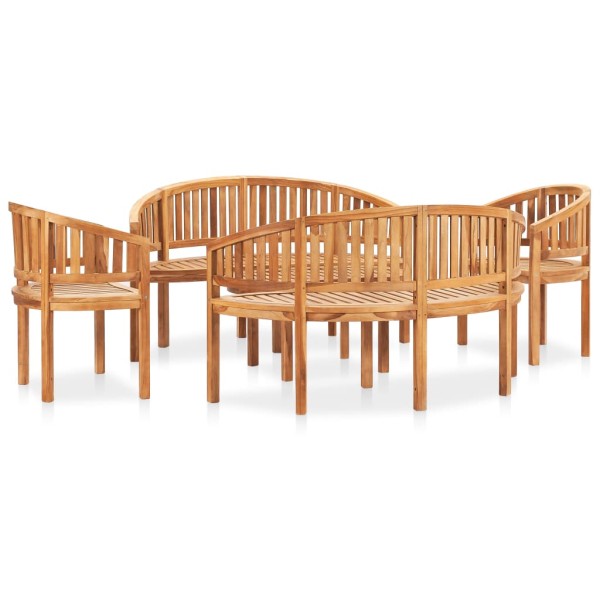 Juego de muebles de jardín 5 piezas madera maciza de teca