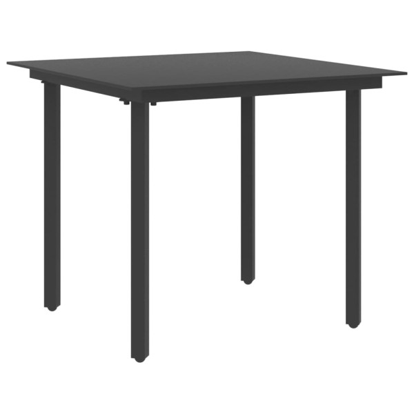 Set de comedor de jardín de 3 piezas PVC ratán negro