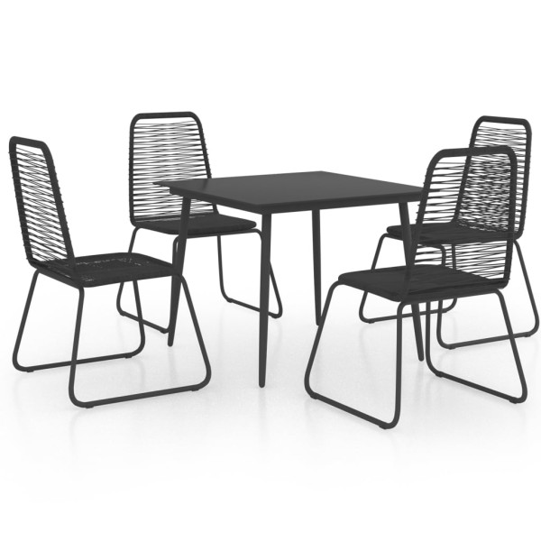 Set de comedor de jardín de 5 piezas PVC ratán negro