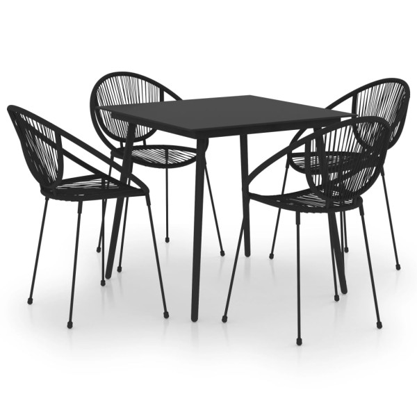 Juego de comedor para jardín 5 piezas ratán PVC negro