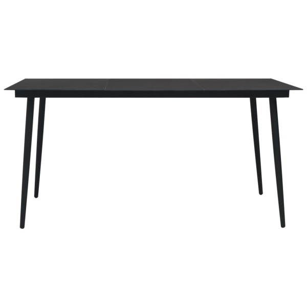 Juego de comedor para jardín 7 piezas ratán PVC negro