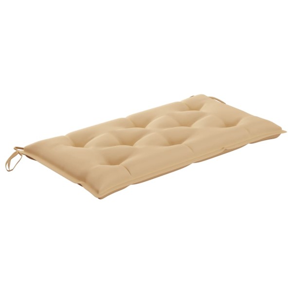 Banco de jardín madera maciza de teca con cojín beige 112 cm