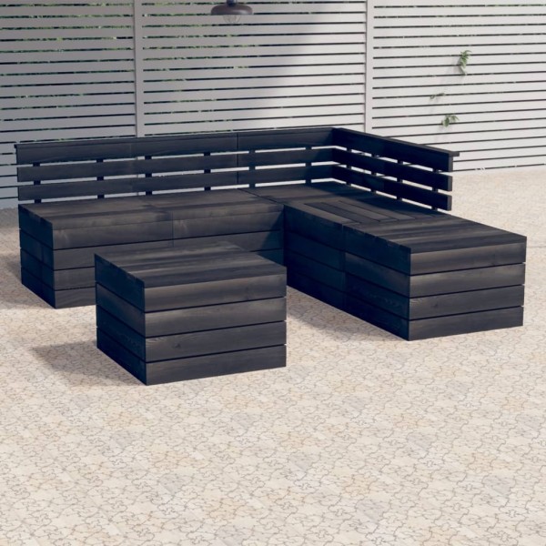 Muebles palets de jardín 6 pzas madera maciza pino gris oscuro