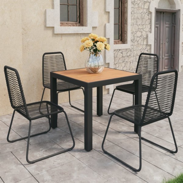 Set de comedor de jardín de 5 piezas PVC ratán negro y marrón