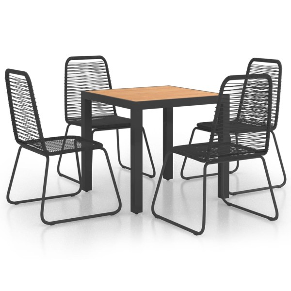 Set de comedor de jardín de 5 piezas PVC ratán negro y marrón