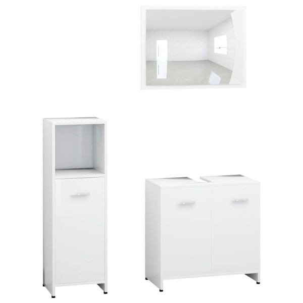 Conjunto de muebles de baño 3 pzas madera contrachapada blanco