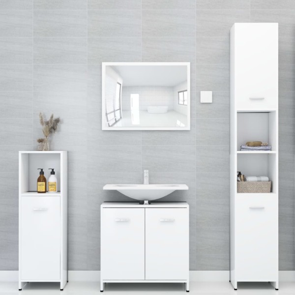 Conjunto de muebles de baño 3 pzas madera contrachapada blanco