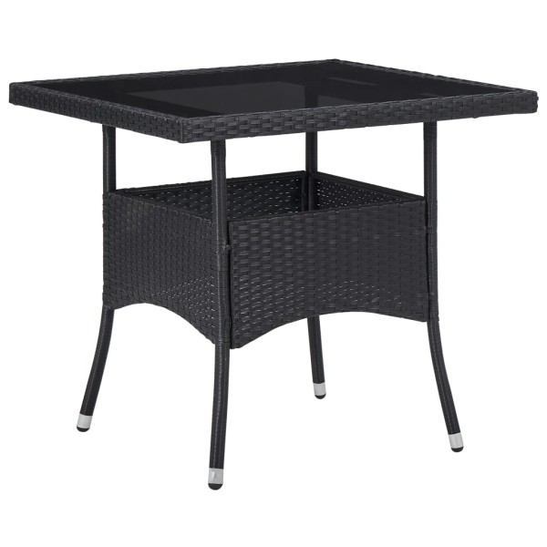 Set de comedor de jardín 5 pzas ratán sintético y vidrio negro