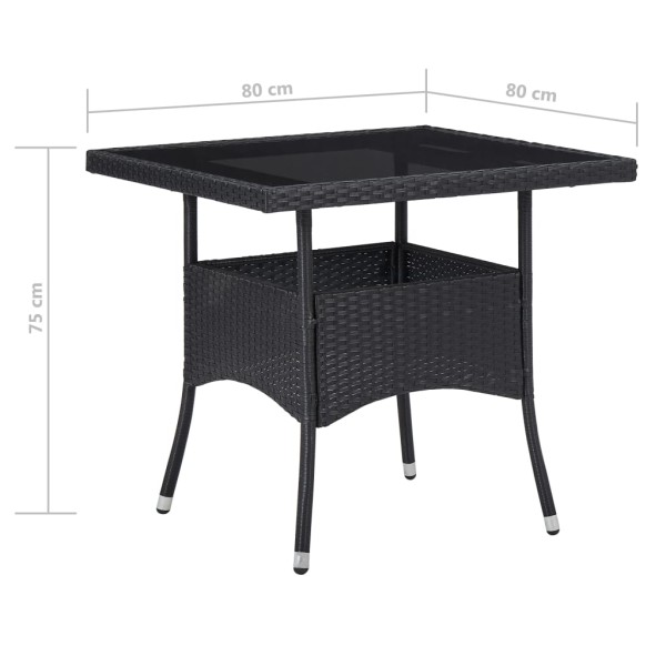 Set de comedor de jardín 5 pzas ratán sintético y vidrio negro