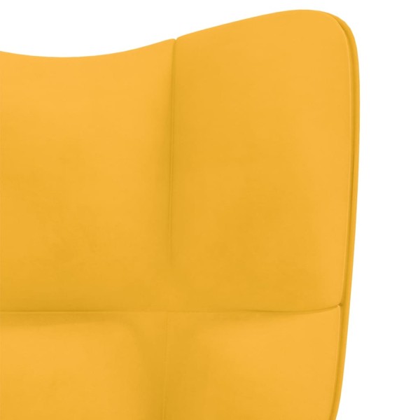 Silla de relajación con reposapiés terciopelo amarillo mostaza