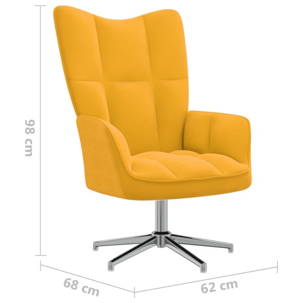 Silla de relajación con reposapiés terciopelo amarillo mostaza