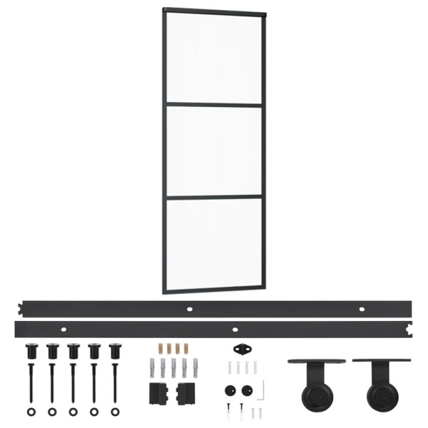 Puerta corredera con herrajes ESG vidrio y aluminio 76x205 cm