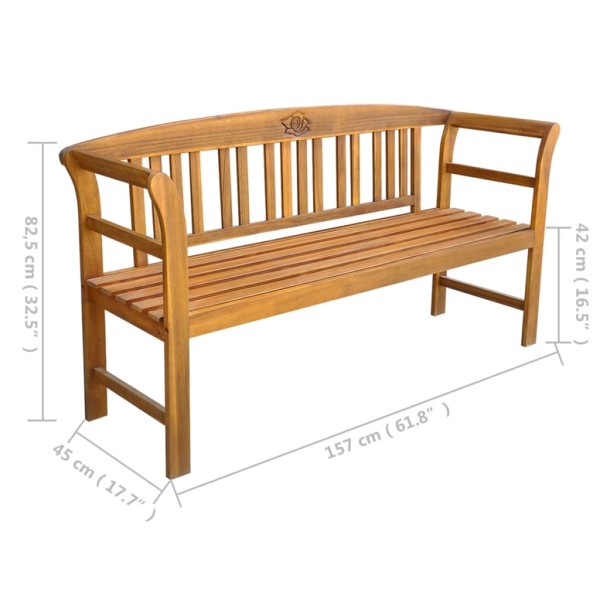 Banco de jardín con cojín madera acacia maciza 157 cm