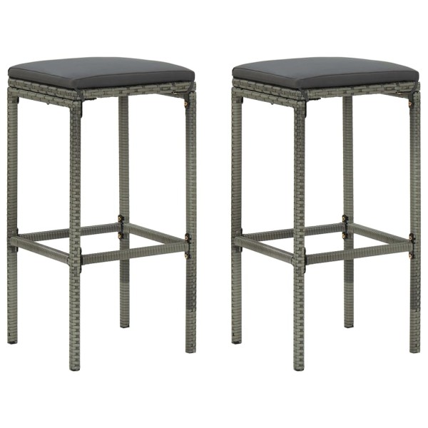 Set muebles bar jardín 3 piezas y cojines ratán sintético gris