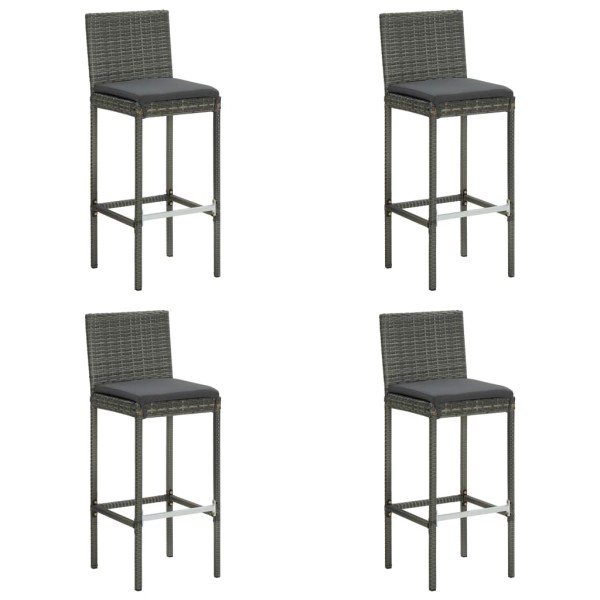 Set muebles bar jardín 5 piezas y cojines ratán sintético gris