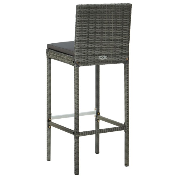 Set muebles bar jardín 5 piezas y cojines ratán sintético gris