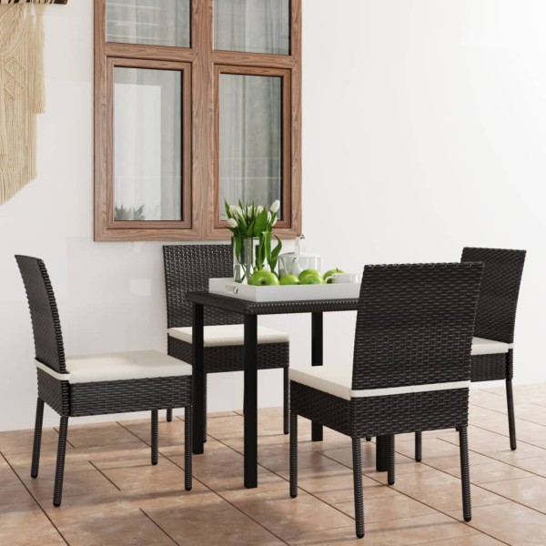 Conjunto de comedor de jardín 5 piezas ratán sintético negro