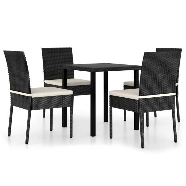 Conjunto de comedor de jardín 5 piezas ratán sintético negro