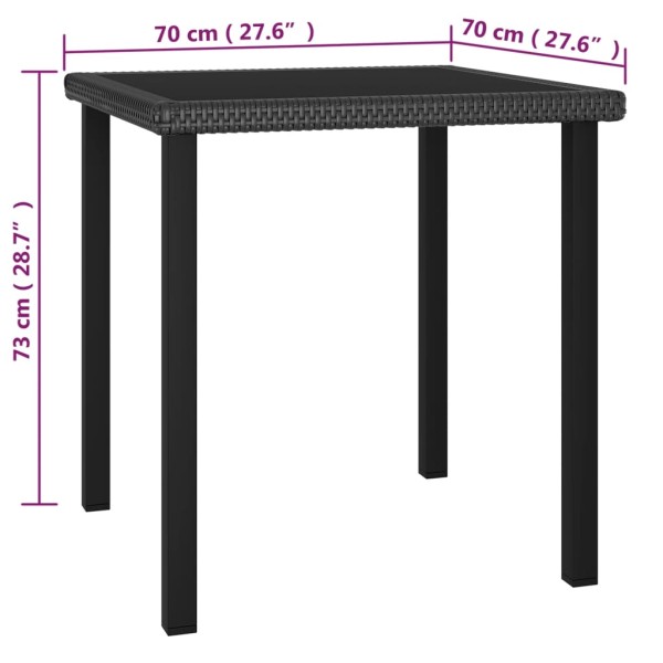 Conjunto de comedor de jardín 3 piezas ratán sintético negro