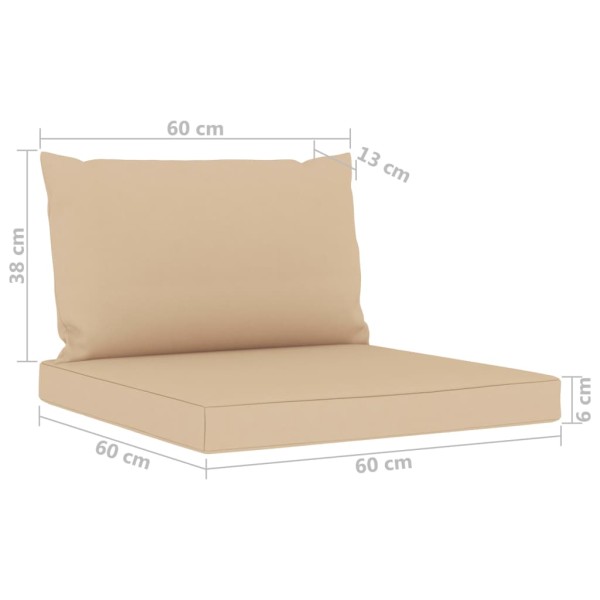 Set de muebles de jardín 10 piezas con cojines beige