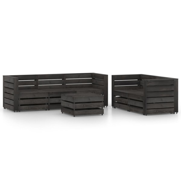 Set de muebles de jardín 6 pzas madera de pino impregnada gris