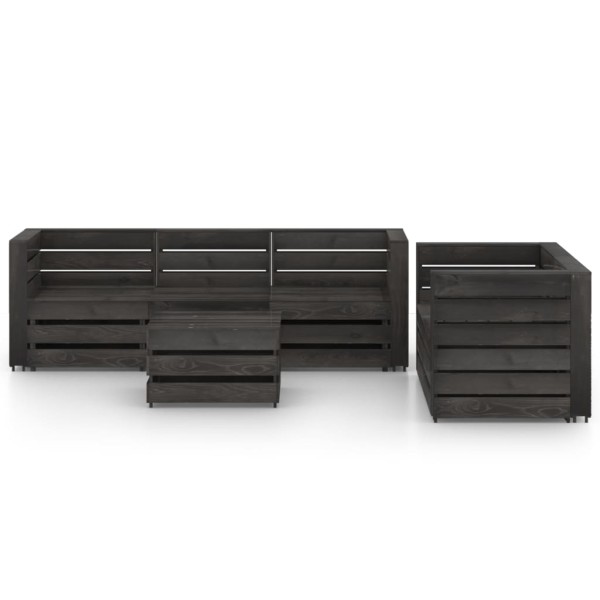 Set de muebles de jardín 6 pzas madera de pino impregnada gris