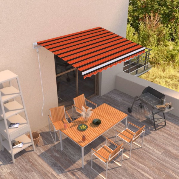 Toldo automático retráctil naranja y marrón 300x250 cm