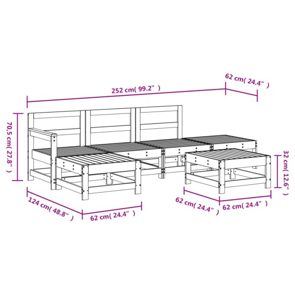 Mesa y taburetes altos jardín 6 pzas madera maciza de pino gris