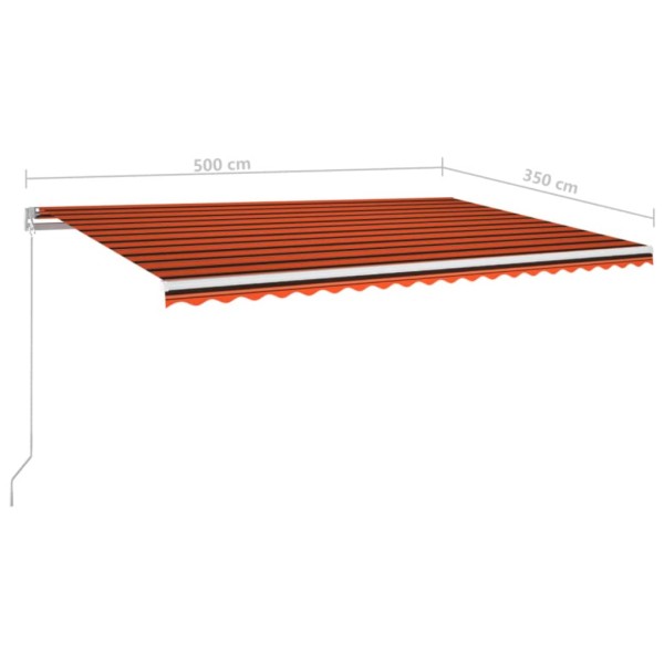 Toldo retráctil manual naranja y marrón 500x350 cm