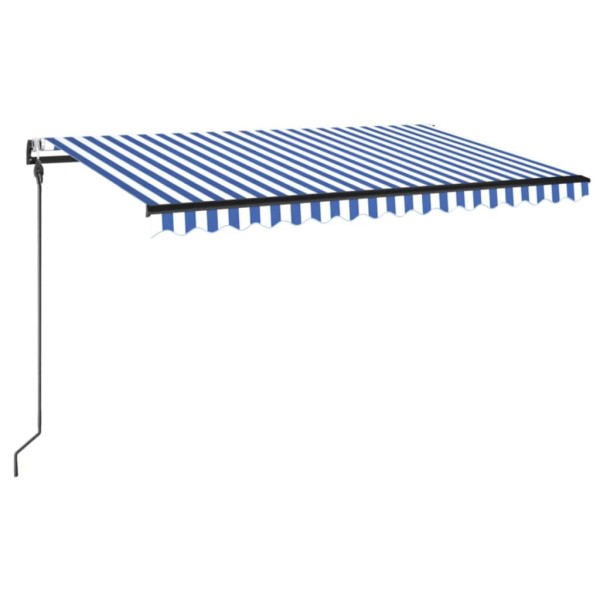 Toldo automático LED sensor de viento azul y blanco 450x300 cm