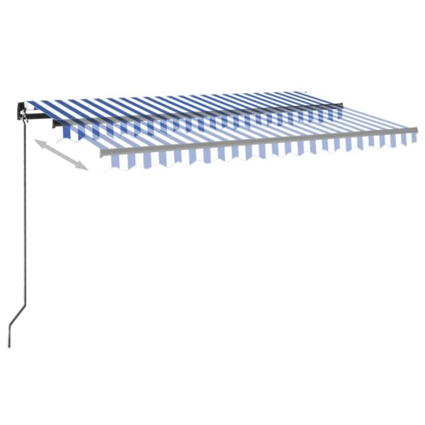 Toldo automático LED sensor de viento azul y blanco 450x300 cm