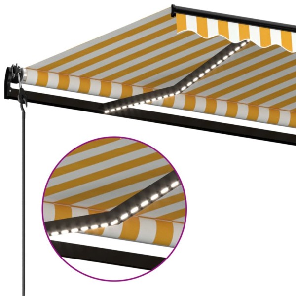 Toldo automático LED sensor de viento amarillo blanco 450x300cm