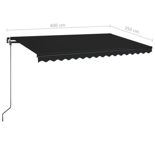 Toldo manual retráctil con LED gris antracita 400x350 cm