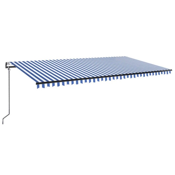 Toldo automático LED sensor de viento azul y blanco 600x300 cm