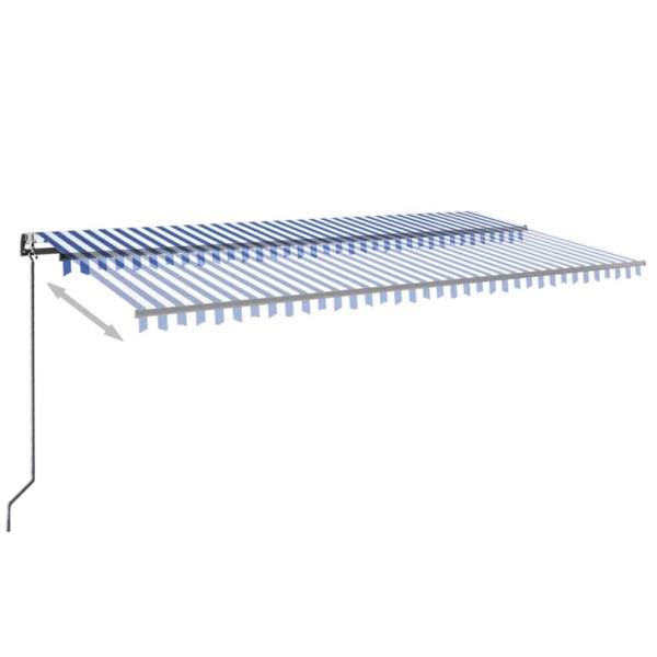 Toldo automático LED sensor de viento azul y blanco 600x300 cm