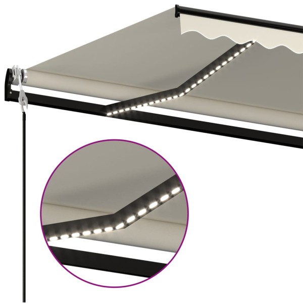 Toldo automático con LED y sensor de viento crema 400x350 cm