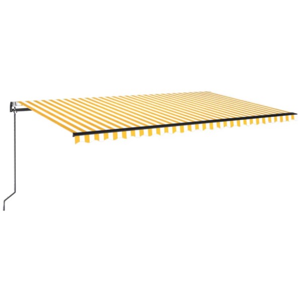 Toldo retráctil automático amarillo y blanco 500x350 cm