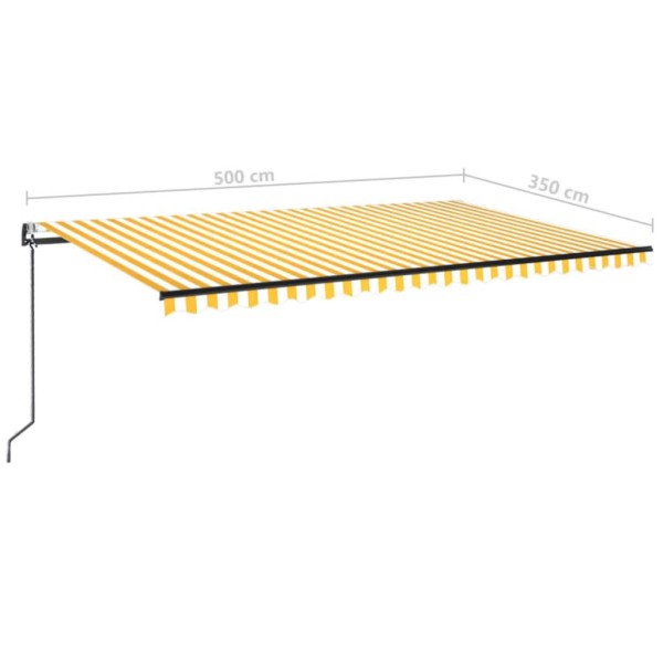 Toldo retráctil automático amarillo y blanco 500x350 cm