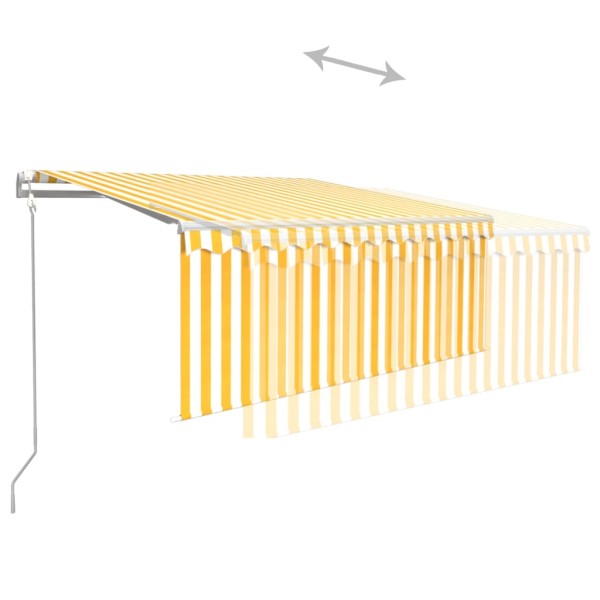 Toldo automático retráctil con persiana amarillo blanco 3x2,5m