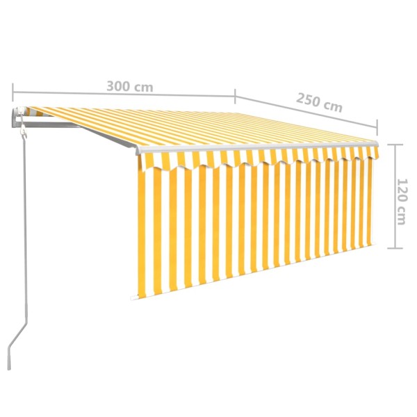 Toldo automático retráctil con persiana amarillo blanco 3x2,5m