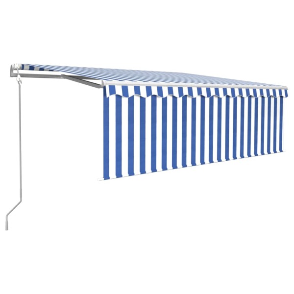 Toldo automático retráctil con persiana azul y blanco 4,5x3 m