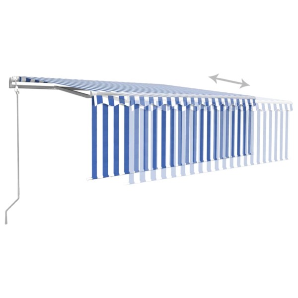 Toldo automático retráctil con persiana azul y blanco 4,5x3 m