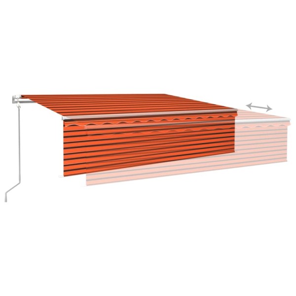 Toldo automático retráctil con persiana 6x3 m naranja y marrón