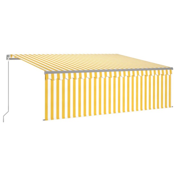 Toldo manual retráctil persiana y LED 4,5x3 m amarillo y blanco