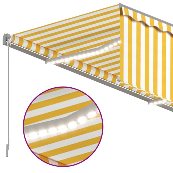 Toldo manual retráctil persiana y LED 4,5x3 m amarillo y blanco