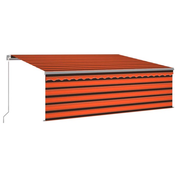 Toldo retráctil manual con persiana naranja y marrón 4x3 m