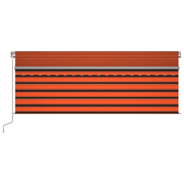 Toldo retráctil manual con persiana naranja y marrón 4x3 m