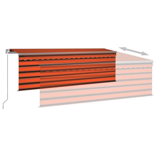 Toldo retráctil manual con persiana naranja y marrón 4x3 m