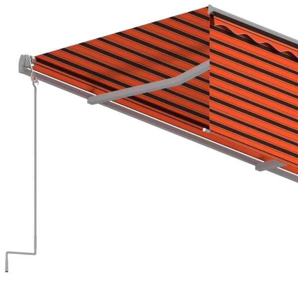 Toldo retráctil manual con persiana naranja y marrón 4x3 m